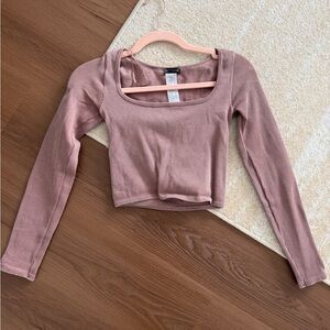 Zara Dusty Pink Ribbed Long Sleeve Top